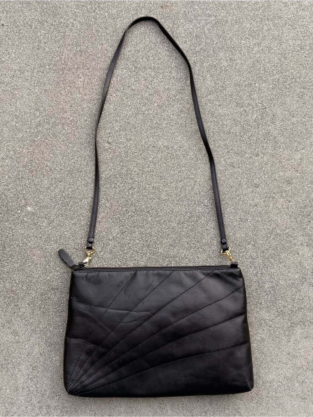 Alicia Vintage Navy Blue Genuine Leather Quilted Crossbody CBK 90s Minimalist